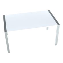 Étkezőasztal, nyitható, MDF/fém, fehér extra magasfényű HG/ezüst, DARO