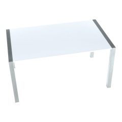  Étkezőasztal, nyitható, MDF/fém, fehér extra magasfényű HG/ezüst, DARO
