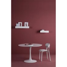 Étkezőasztal, kerek, fehér, matt, REVENTON