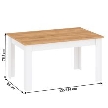 Étkezőasztal, fehér alba/tölgy craft arany, LANZETTE S