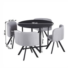 Étkező szett 1+4, fekete/világosszürke, BEVAN NEW