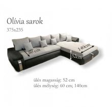 Olívia sarokkanapé Fekete - Szürke színkombináció