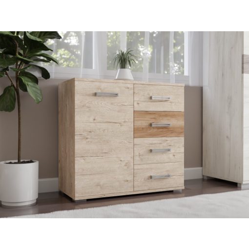 Arizóna 90 cm komód Sherwood korpusz - Sherwood front és Dohány kraft fiókelő