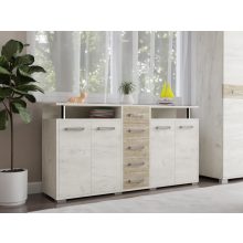 Arizóna 166 cm komód Fehér kraft korpusz - Fehér kraft front és Szürke kraft fiókelő