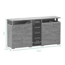 Arizóna 166 cm komód Fehér kraft korpusz - Fehér kraft front és Szürke kraft fiókelő