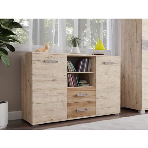 Arizóna 135 cm komód Sherwood korpusz - Sherwood front és dohány craft fiókelő