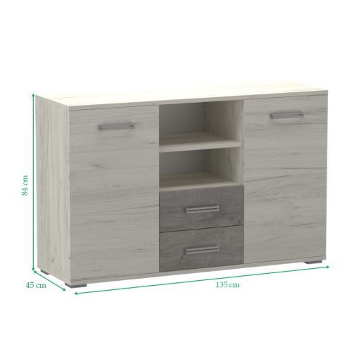 Arizóna 135 cm komód Sherwood korpusz - Sherwood front és dohány craft fiókelő