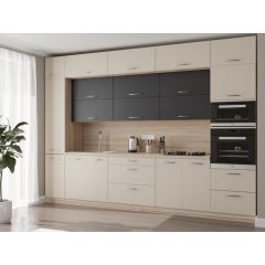 Milánó konyha matt bézs-antracit szín 340 cm