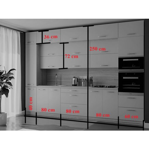 Milánó konyha matt beige szín 340 cm