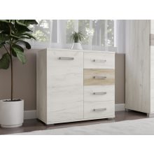 Arizóna 90 cm komód Fehér craft korpusz - Fehér craft front és Szürke kraft fiókelő