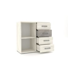 Arizóna 90 cm komód Fehér craft korpusz - Fehér craft front és Szürke kraft fiókelő