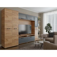   Ancona nappali 320cm szekrénysor Arany craft -Antracit színkombináció  -2-