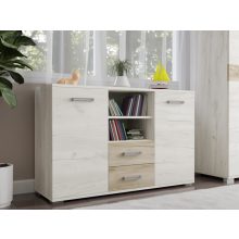 Arizóna 135 cm komód Fehér kraft korpusz - Fehér kraft front és Szürke kraft fiókelő