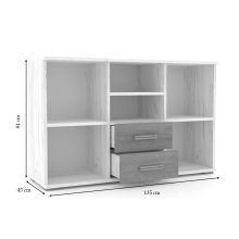 Arizóna 135 cm komód Fehér kraft korpusz - Fehér kraft front és Szürke kraft fiókelő