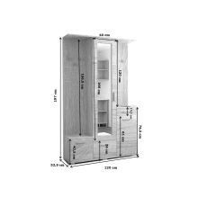 Liza előszoba szekrény Sonoma korpusz - sonoma front, tükörrel