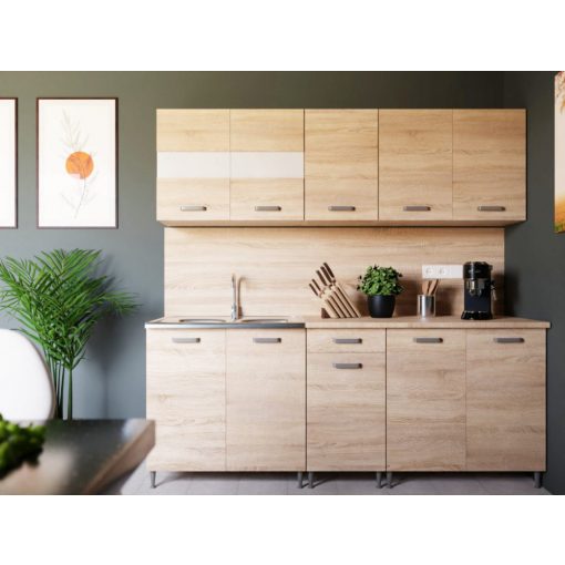 Anett 200 cm konyhabútor Sonoma korpusz, Sonoma front