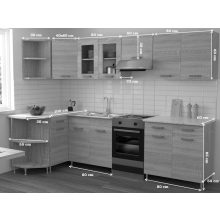 Zsófia II sarokkonyha Sonoma korpusz - Dohány craft front - sherwood üvegkeret és fiókelő