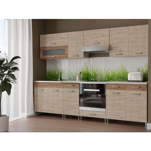 Csenge ll 260 cm konyhabútor Sonoma korpusz - Sherwood -dohány craft front