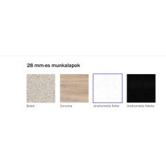   28 mm-es magasfényű androméda fehér vagy fekete munkalap 100 cm-től 