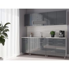   Luca 200 cm konyhabútor Fehér korpusz - Magasfényű MDF antracit front 