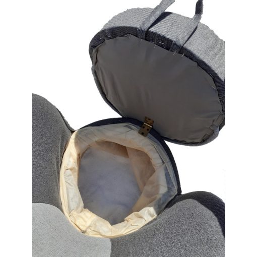 Budapest fotel tárolóval Sötét szürke szövet - Világos szürke szövet háttámla csíkkal