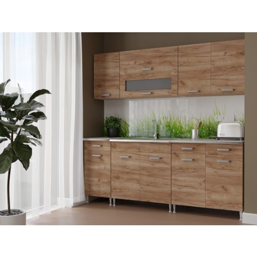 Csenge 200 cm konyhabútor Sonoma korpusz - dohány craft front