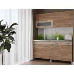   Csenge II 160 cm konyhabútor Sonoma korpusz - Dohány craft front - Sherwood fiókelő és üveges