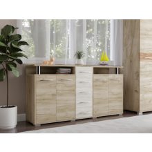 Budapest 166 cm  komód Szürke kraft korpusz - Szürke kraft front és Fehér craft fiókelő