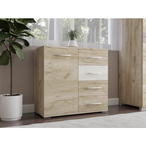 Budapest 90 cm komód Szürke craft korpusz - Szürke craft front és Fehér craft fiókelő