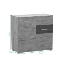 Budapest 90 cm komód Szürke craft korpusz - Szürke craft front és Fehér craft fiókelő