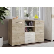 Budapest 135 cm komód Szürke craft korpusz - Szürke kraft front és Fehér craft fiókelő