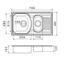 Kevmil gyümölcsmosós inox mosogatótálca szifonnal