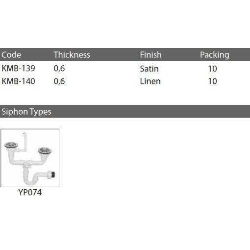 Kevmil gyümölcsmosós inox mosogatótálca szifonnal
