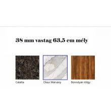 38 mm vastagságú 63,5 cm mélységű munkalap 