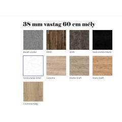 38 mm vastagságú 60 cm mélységű munkalap 2.kategória (1 métertől)