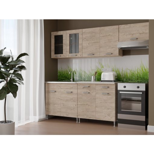 Zsófia 220 cm konyhabútor Sonoma korpusz - Sherwood front  és fiókelő