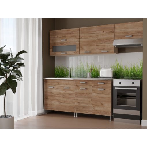 Csenge 220 cm konyhabútor Sonoma korpusz - dohány craft front