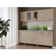 Zsófia 200 cm konyhabútor Sonoma korpusz - Sherwood front és fiókelő