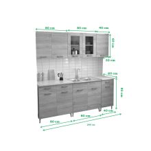 Zsófia 200 cm konyhabútor Sonoma korpusz - Sherwood front és fiókelő