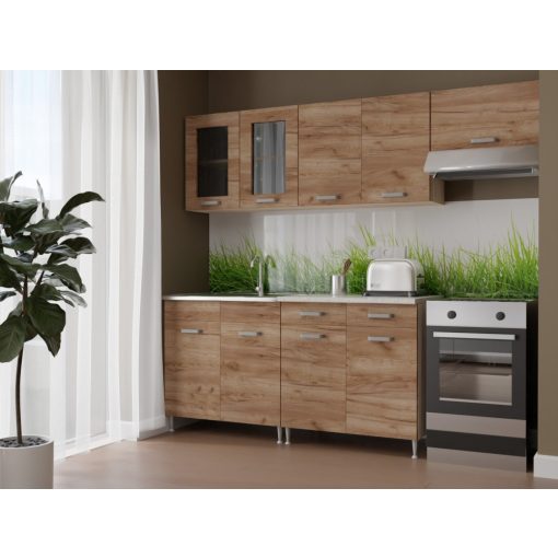 Zsófia 220 cm konyhabútor Sonoma korpusz - Dohány craft front