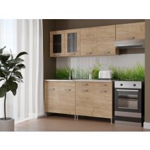 Zsófia 220 cm konyhabútor Sonoma korpusz - Arany craft front és fiókelő