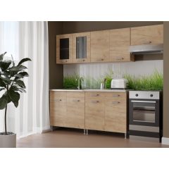   Zsófia 220 cm konyhabútor Sonoma korpusz - Arany craft front és fiókelő