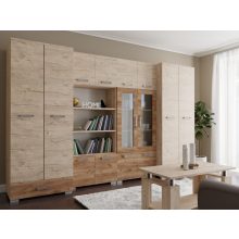 Köln nappali 320 cm szekrénysor Sherwood korpusz - Sherwood front és Dohány kraft fiókelő és üveges 