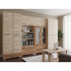  Köln nappali 320 cm szekrénysor Sherwood korpusz - Sherwood front és Dohány kraft fiókelő és üveges 