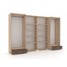 Köln nappali 320 cm szekrénysor Sherwood korpusz - Sherwood front és Dohány kraft fiókelő és üveges 
