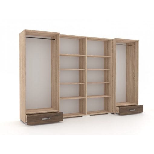 Köln nappali 320 cm szekrénysor Sherwood korpusz - Sherwood front és Dohány kraft fiókelő és üveges 
