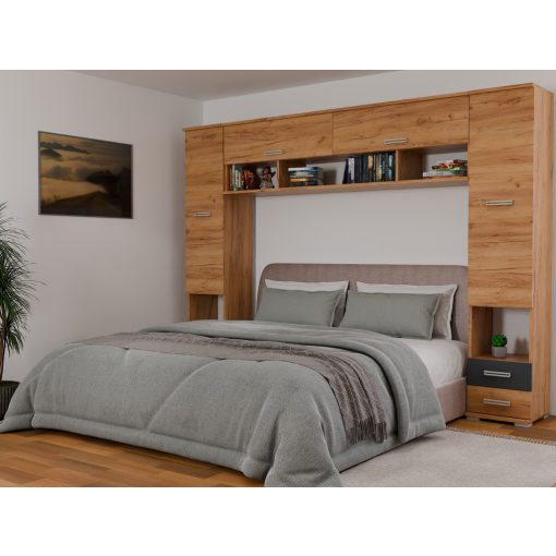 Arizona áthidalós szekrénysor 280 cm Arany craft/Antracit