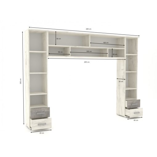 Arizona áthidalós szekrénysor 280 cm Arany craft/Antracit