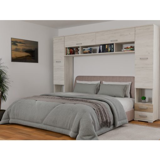 Arizona áthidalós szekrénysor 280 cm Fehér kraft/szürke craft