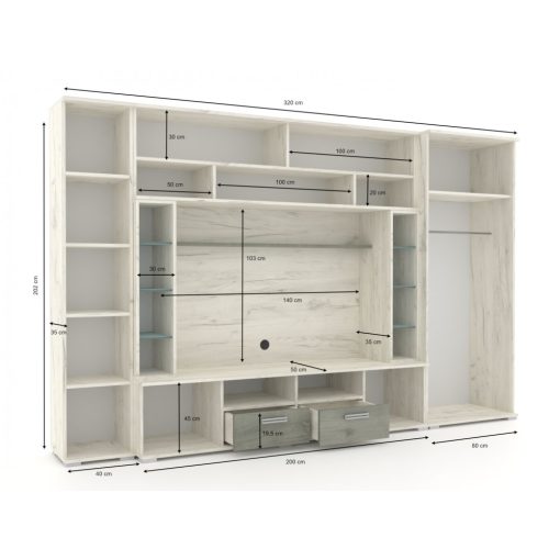 Arizona nappali szekrénysor 320 cm Antracit/Arany kraft